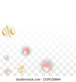 Vector Spring or Summer Sale Background with Petals and Percent for  Cards Design. Good for Special Hot Holiday Discount Offer, Black Friday, Fashion Promotion Action. Romantic Sakura Illustration