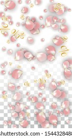 Vector Spring or Summer Sale Background with Petals and Percent for  Web Design. Good for Special Hot Holiday Discount Offer, Black Friday, Fashion Promotion Action. Romantic Sakura Illustration