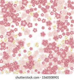 Vector Spring or Summer Sale Background with Flowers and Percent for  Layout Design. Good for Special Hot Holiday Discount Offer, Black Friday, Fashion Promotion Action. Romantic Sakura Illustration
