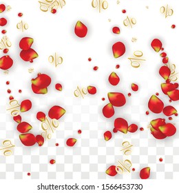 Vector Spring or Summer Sale Background with Flowers and Percent for  Flyer Design. Good for Special Hot Holiday Discount Offer, Black Friday, Fashion Promotion Action. Romantic Rose Illustration.