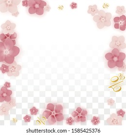 Vector Spring or Summer Sale Background with Flowers and Percent for  Template Design. Good for Special Hot Holiday Discount Offer, Black Friday, Fashion Promotion Action. Romantic Sakura Illustration