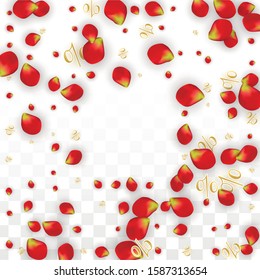 Vector Spring or Summer Sale Background with Flowers and Percent for  Poster Design. Good for Special Hot Holiday Discount Offer, Black Friday, Fashion Promotion Action. Romantic Rose Illustration.