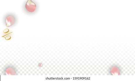 Vector Spring or Summer Sale Background with Petals and Percent for  Banner Design. Good for Special Hot Holiday Discount Offer, Black Friday, Fashion Promotion Action. Romantic Sakura Illustration