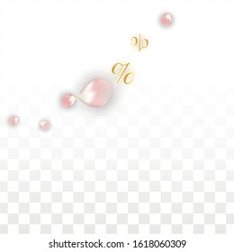 Vector Spring or Summer Sale Background with Petals and Percent for  Poster Design. Good for Special Hot Holiday Discount Offer, Black Friday, Fashion Promotion Action. Romantic Sakura Illustration