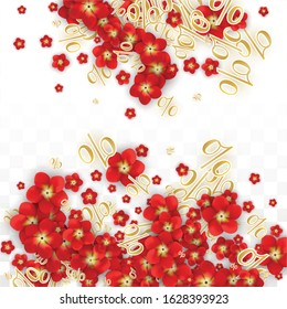 Vector Spring or Summer Sale Background with Flowers and Percent for  Flyer Design.  