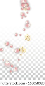 Vector Spring or Summer Sale Background with Petals and Percent for  Cards Design. Good for Special Hot Holiday Discount Offer, Black Friday, Fashion Promotion Action. Romantic Sakura Illustration