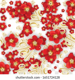 Vector Spring or Summer Sale Background with Flowers and Percent for  Cards Design. Good for Special Hot Holiday Discount Offer, Black Friday, Fashion Promotion Action. Romantic Rose Illustration.
