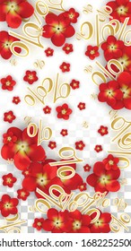 Vector Spring or Summer Sale Background with Flowers and Percent for  Cards Design. Good for Special Hot Holiday Discount Offer, Black Friday, Fashion Promotion Action. Romantic Rose Illustration.