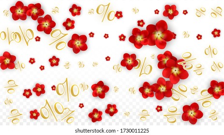 Vector Spring or Summer Sale Background with Flowers and Percent for  Web Design. Good for Special Hot Holiday Discount Offer, Black Friday, Fashion Promotion Action. Romantic Rose Illustration.