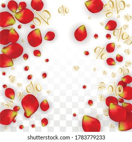 Vektor Spring oder Summer Sale Hintergrund mit Blumen und Prozent für Bannerdesign. Gut für Special Hot Holiday Rabatt Angebot, Black Friday, Fashion Promotion Action. Romantische Rosenillustration.
