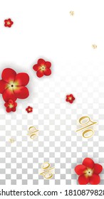 Vector Spring or Summer Sale Background with Flowers and Percent for  Template Design. Good for Special Hot Holiday Discount Offer, Black Friday, Fashion Promotion Action. Romantic Rose Illustration.