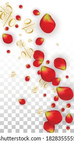 Vector Spring or Summer Sale Background with Flowers and Percent for  Poster Design. Good for Special Hot Holiday Discount Offer, Black Friday, Fashion Promotion Action. Romantic Rose Illustration.