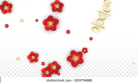 Vector Spring o Summer Sale Background con Flores y Porcentaje para el Diseño de Volante. Oferta Especial de Descuento de Vacaciones Calientes, Viernes Negro, Acción de Promoción de Moda. Ilustración Romántica de Rosas.