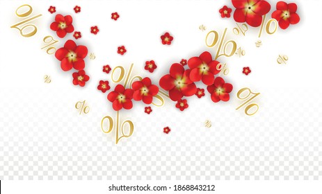 Vektor Spring oder Summer Sale Hintergrund mit Blumen und Prozent für Flyer Design. Gut für Special Hot Holiday Rabatt Angebot, Black Friday, Fashion Promotion Action. Romantische Rosenillustration.