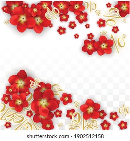 Vector Spring or Summer Sale Background with Flowers and Percent for  Layout Design. Good for Special Hot Holiday Discount Offer, Black Friday, Fashion Promotion Action. Romantic Rose Illustration.