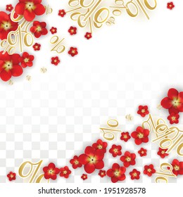 Vektor Spring oder Summer Sale Hintergrund mit Blumen und Prozent für Poster Design. Gut für Special Hot Holiday Rabatt Angebot, Black Friday, Fashion Promotion Action. Romantische Rosenillustration.