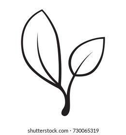 Vector spring tree leaves isolated on white background. Eco sign, nature label. Decorative element for medical, ecological design.