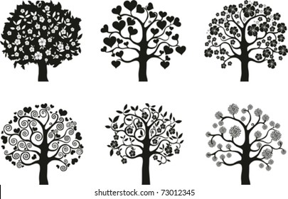 vector  spring trees set