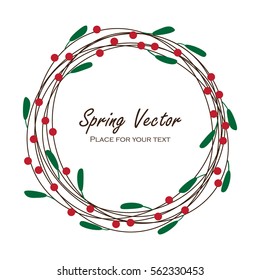 vector spring wreath with red berries