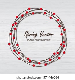 vector spring wreath with red rowan berries