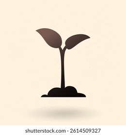 Vector Sprout Icon. Single Sprig Silhouette Pictogram