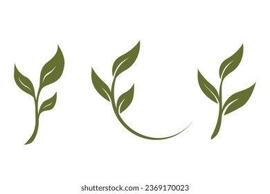 Vector sprout three leaves, organic creative symbol concept. natural biocosmetics, nature