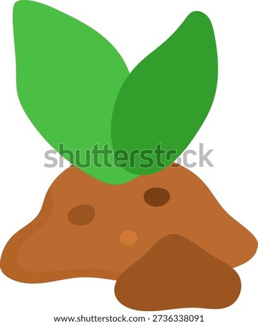 Vector sprouted plant with soil isolated on white background. Flat spring garden illustration. Gardening baby greenery icon
