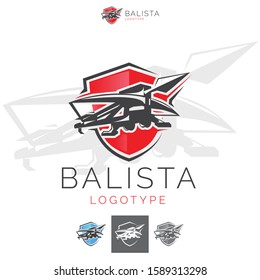 Vector Sprung Ballista Shield, Crest Logo.
