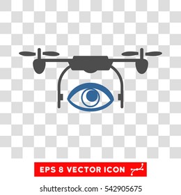 Vector Spy Drone EPS vector icon. Illustration style is flat iconic bicolor cobalt and gray symbol on a transparent background.