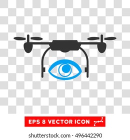 Vector Spy Drone EPS vector pictograph. Illustration style is flat iconic bicolor blue and gray symbol on a transparent background.
