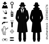 vector spy icon, detective cartoon man, crime illustration