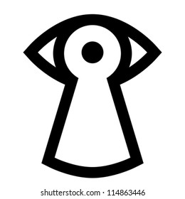 Vector spy icon - eye looking through keyhole