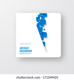 Vector  square. Abstract background card and blue. 3d