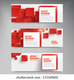 Vector  square. Abstract background card and red. 3d