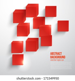 Vector  square. Abstract background card and red. 3d