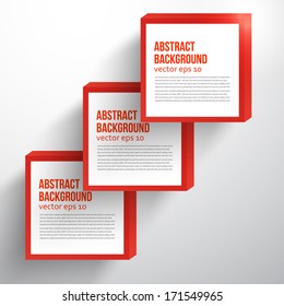 Vector  square. Abstract background card and red. 3d