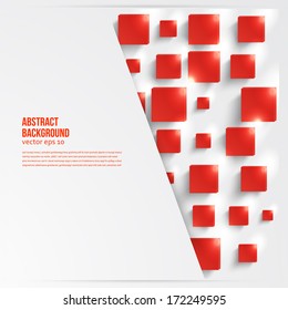 Vector  square. Abstract background card and red. 3d