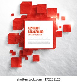 Vector  square. Abstract background card and red. 3d