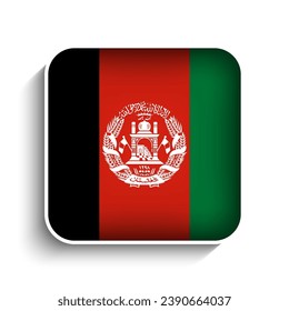 Vector Square Afghanistan Flag Icon