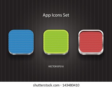Vector square app icons with fabric texture