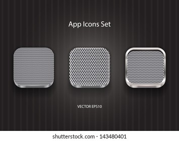 Vector square app icons with woven / carbon texture