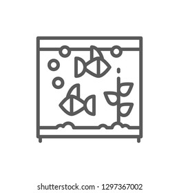 Vector square aquarium with fish line icon. Symbol and sign illustration design. Isolated on white background