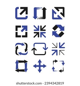 Icono de flecha de plaza de vectores y diseño de conjunto de símbolos