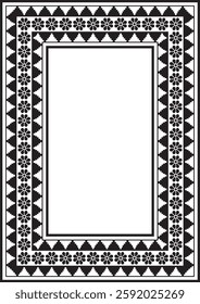 Vector square Assyrian black monochrome ornament. Rectangle, border, frame of Mesopatamia. Pattern of the ancient East.
