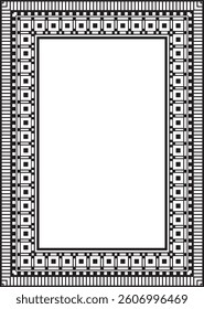 Vector square Assyrian black monochrome ornament. Rectangle, border, frame of Mesopatamia. Pattern of the ancient East.
