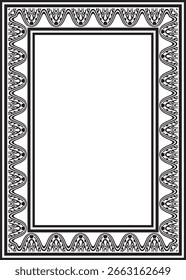 Vektor quadratische assyrische schwarze monochrome Ornament. Rechteck, Rahmen, Rahmen von Mesopatamia. Muster des alten Ostens.
