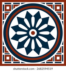 Vector square Assyrian color ornament. Rectangle, border, frame of Mesopatamia. Pattern of the ancient East.

