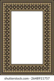 Vector square Assyrian gold and black ornament. Rectangle, border, frame of Mesopatamia. Pattern of the ancient East.
