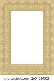 Vector square Assyrian gold ornament. Rectangle, border, frame of Mesopatamia. Pattern of the ancient East.
