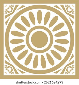 Vector square Assyrian gold ornament. Rectangle, border, frame of Mesopatamia. Pattern of the ancient East.

